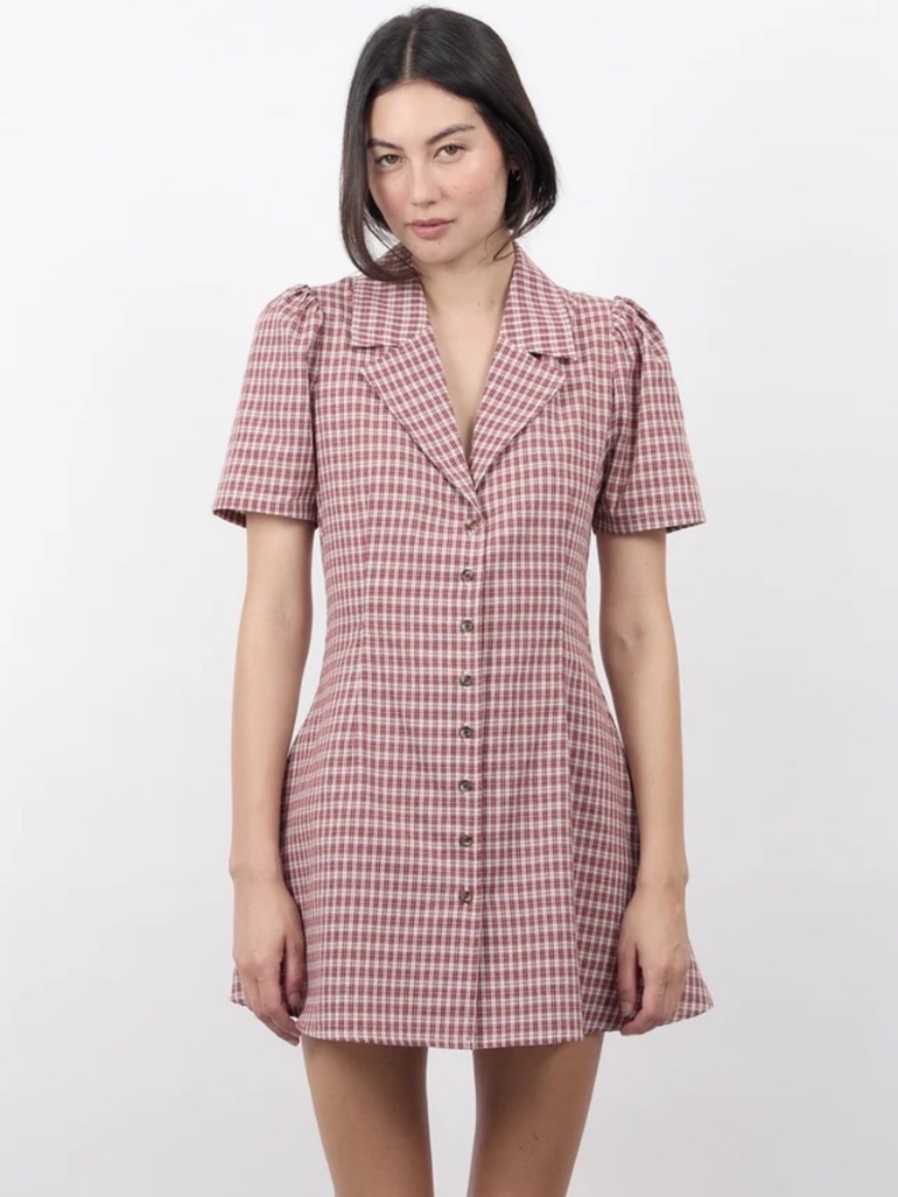 Apres Studio Jam Gingham Button Front Dress XS